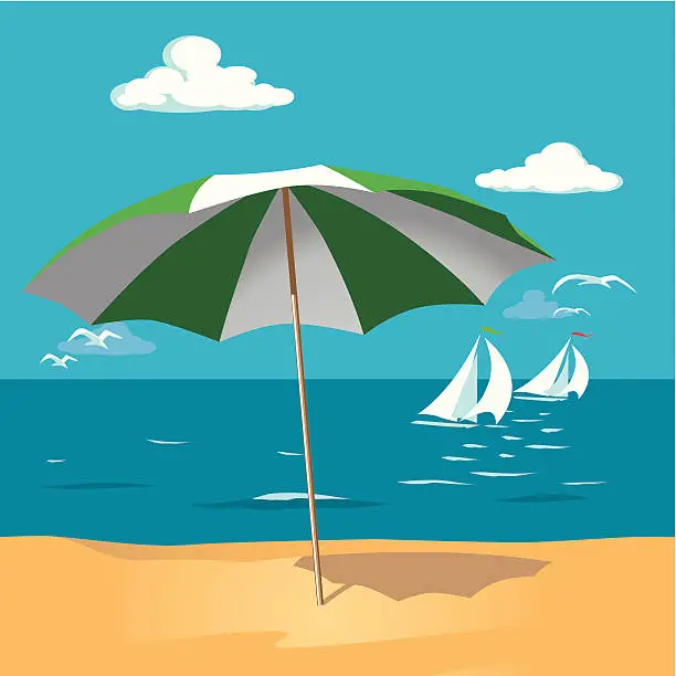 Vector illustration of Parasol on the Beach