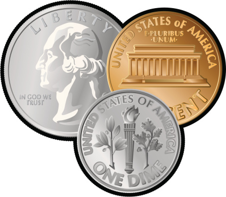 Three US coins using simple gradients only – no gradient mesh. 