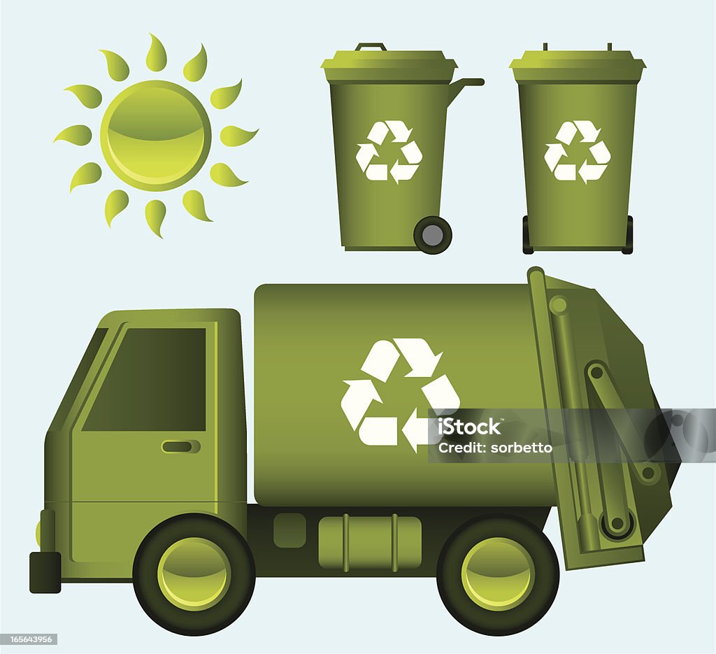 Recycle garbage Truck Recycle garbage truck and garbage bin. Zip also includes AI CS2 and PDF. Garbage Truck stock vector