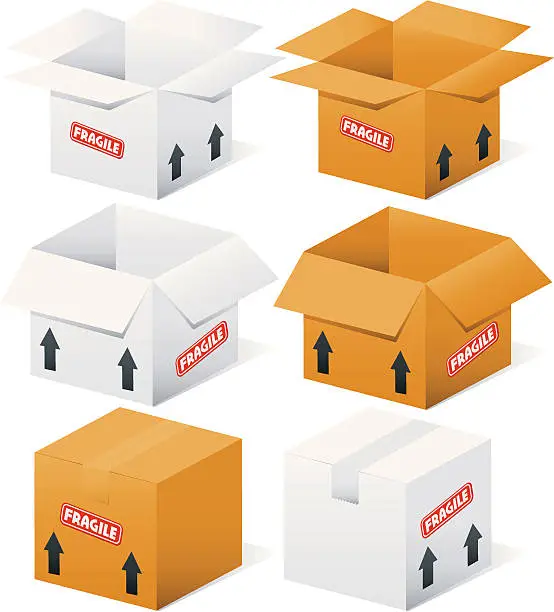 Vector illustration of Open and Closed Boxes