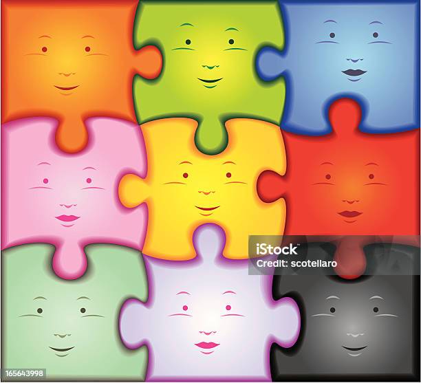 Puzzlecon Caras - Arte vetorial de stock e mais imagens de Bem-estar - Bem-estar, Amizade, Amor