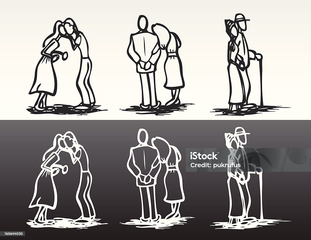 Stick Couples Part of a collection of stick figures.  Couples. Senior Adult stock vector