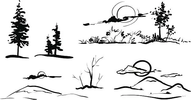 Vector illustration of Landscape set