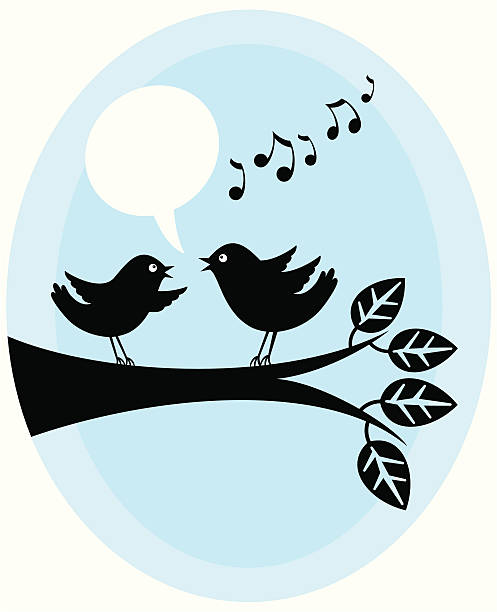 Tweeting birds vector art illustration