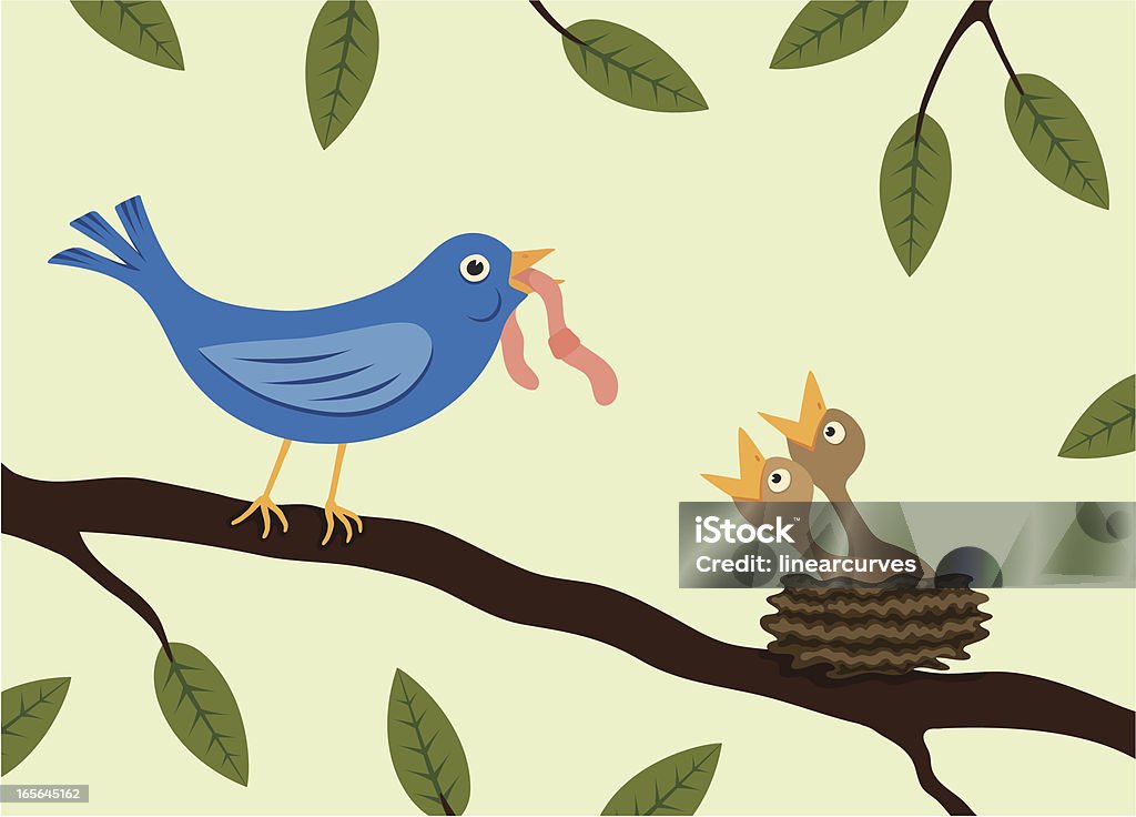 Птицы кормление птенцов Голодный - Векторная графика Птица роялти-фри