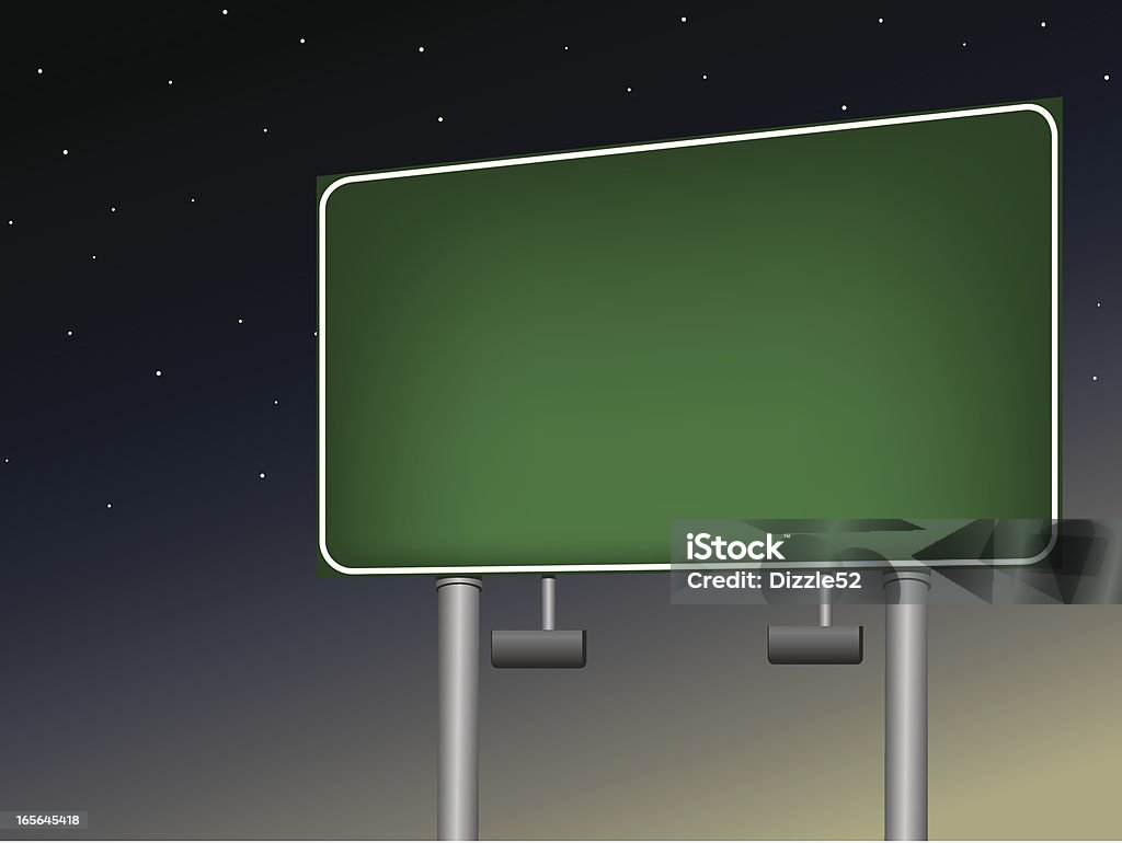Пустой Знак шоссе ночью - Век�торная графика Автострада роялти-фри