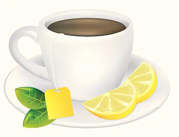 Vector illustration of Green Tea with Lemon Twist