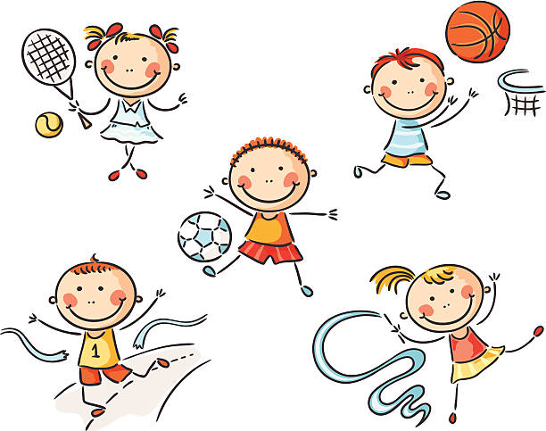 Desporto - Arte vetorial de stock e mais imagens de Criança - Criança,  Futebol, Basquetebol - iStock