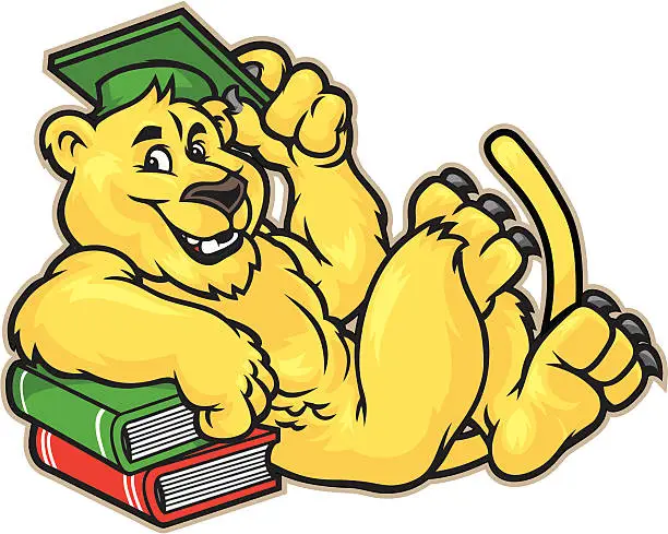 Vector illustration of Cougar Mascot Graduate