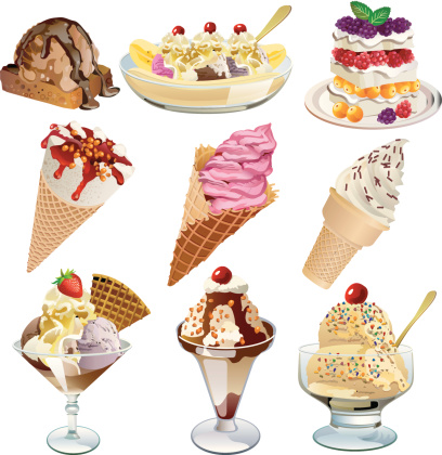 A set of 9 finishing illustration of ice cream / dessert for your web page, interactive, presentation, print, and all sorts of design need.