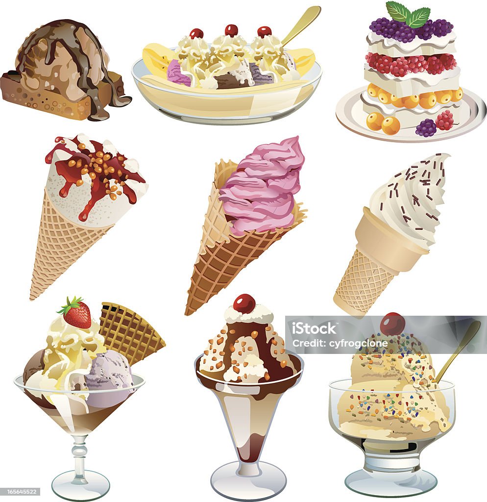 Ice Cream A set of 9 finishing illustration of ice cream / dessert for your web page, interactive, presentation, print, and all sorts of design need. Ice Cream stock vector