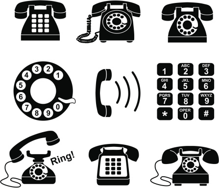 Vector icons with a telephone theme.