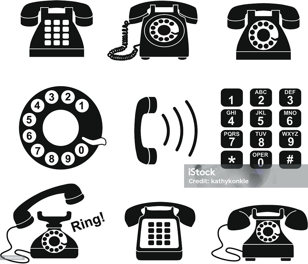 telephone icons Vector icons with a telephone theme. Telephone stock vector