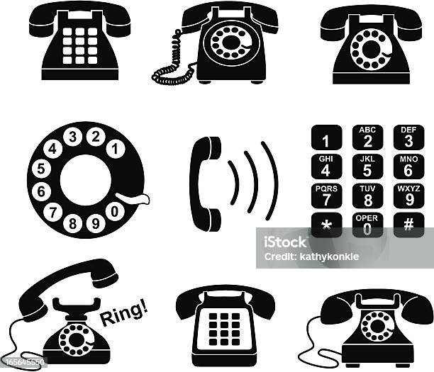 Telephone Icons Stock Illustration - Download Image Now - Telephone, Rotary Phone, Retro Style