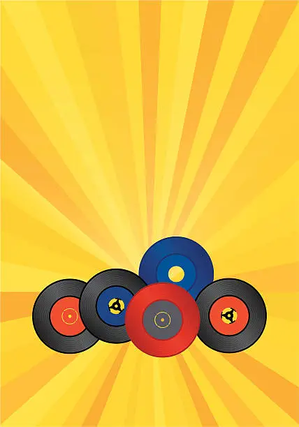 Vector illustration of Vinyl disc records background