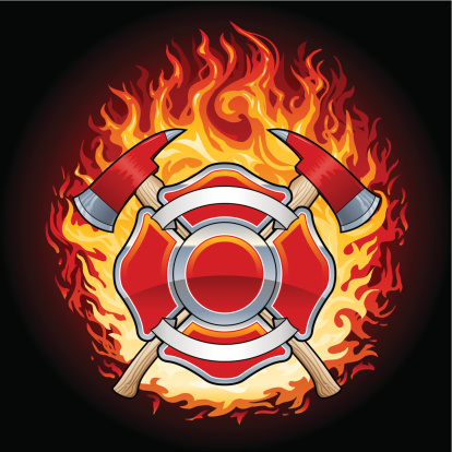 Firefighter Cross with Banners, Axes and Flames. Plenty of space for custom dep letters and symbols. 10 spot colors plus black. All major elements are layered separately for easy editing.  Simple gradients and shapes for easy printing, separating and color changes. File formats: EPS and  JPG