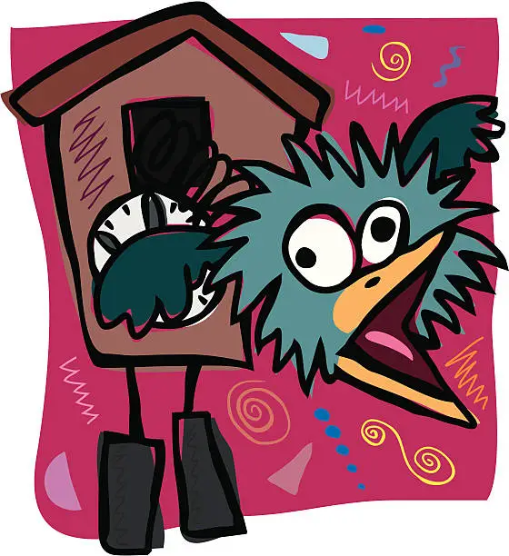 Vector illustration of Mad Cuckoo Clock