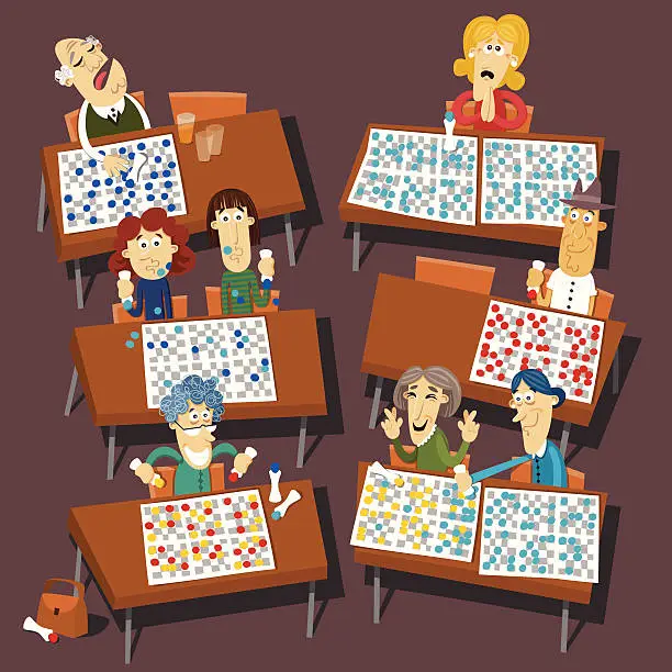 Vector illustration of Community Playing Bingo
