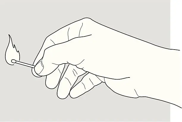 Vector illustration of hand holding a match