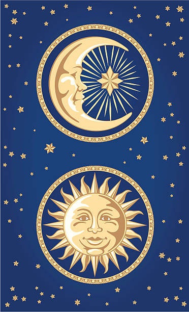 Rzeka Celestial Moon & słońce Ozdoby – artystyczna grafika wektorowa
