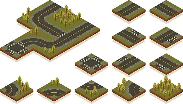 Vector illustration of Isometric road toolkit