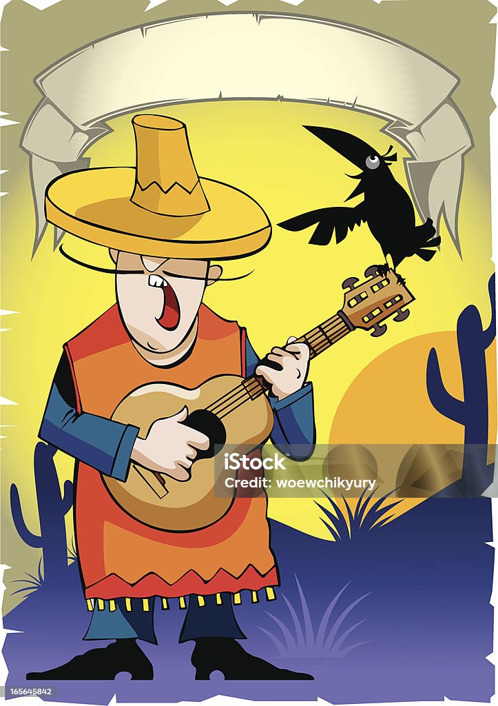 Cuisine mexicaine avec une guitare - clipart vectoriel de Adulte libre de droits