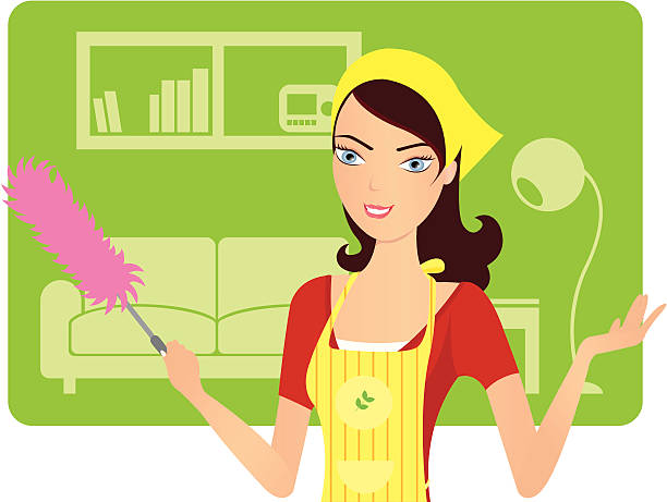 An illustration of a house keeper vector art illustration