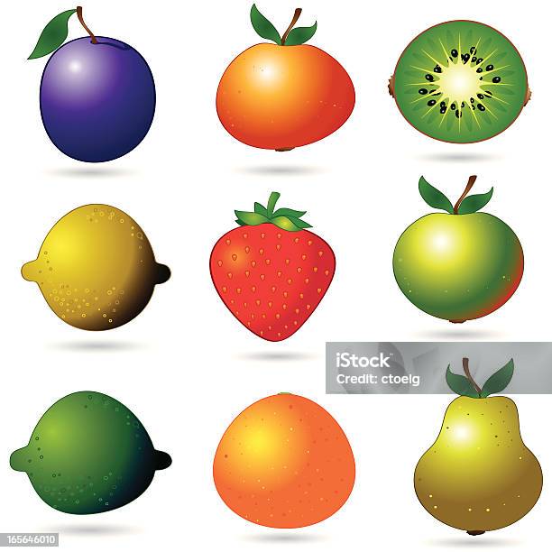 Vetores de Ícones Apenas Frutas e mais imagens de 2000-2009 - 2000-2009, Ameixa - Fruta, Arranjo