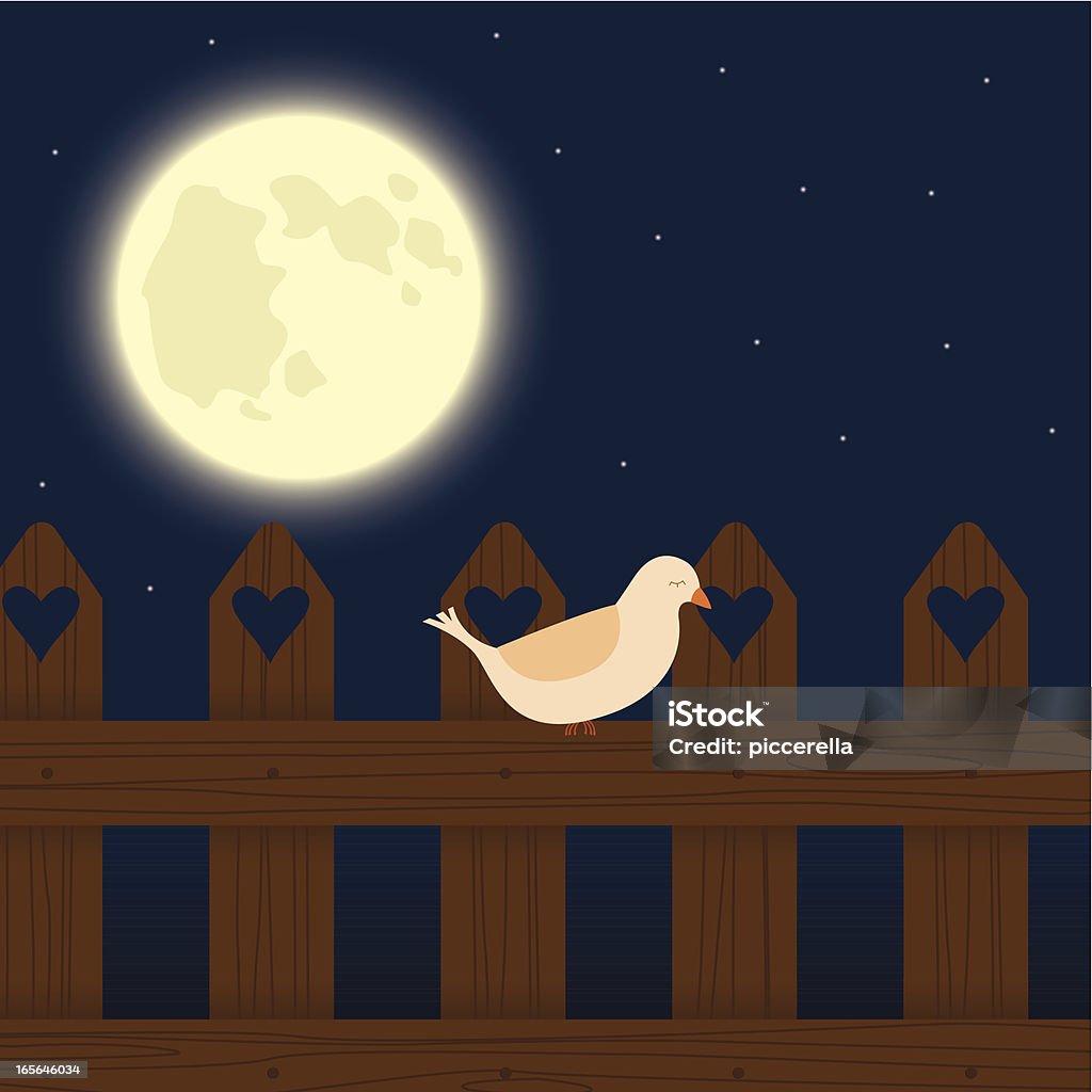 Oiseau sur une palisade - clipart vectoriel de Coeur - Symbole d'une idée libre de droits