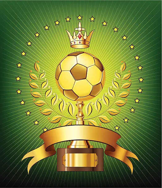 Vector illustration of Gold soccer trophy