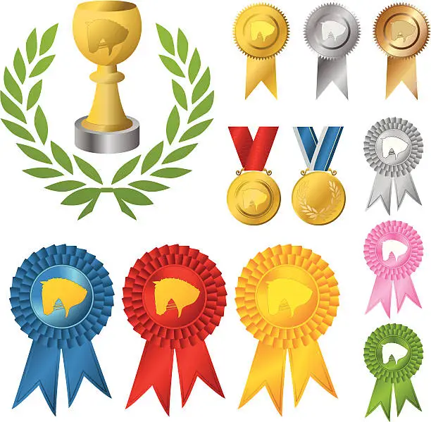 Vector illustration of Horse Awards and Ribbons