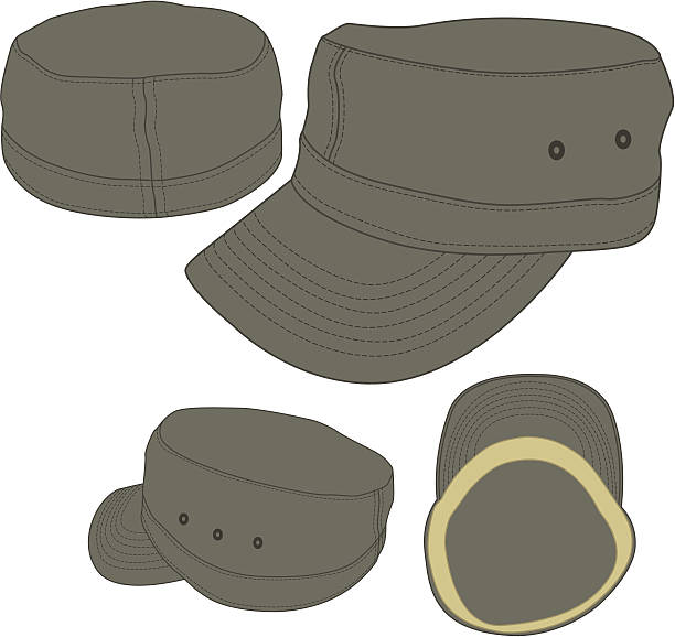 ミリタリー陸軍士官候補生フィットする帽子テンプレート - military uniform点のイラスト素材／クリップアート素材／マンガ素材／アイコン素材