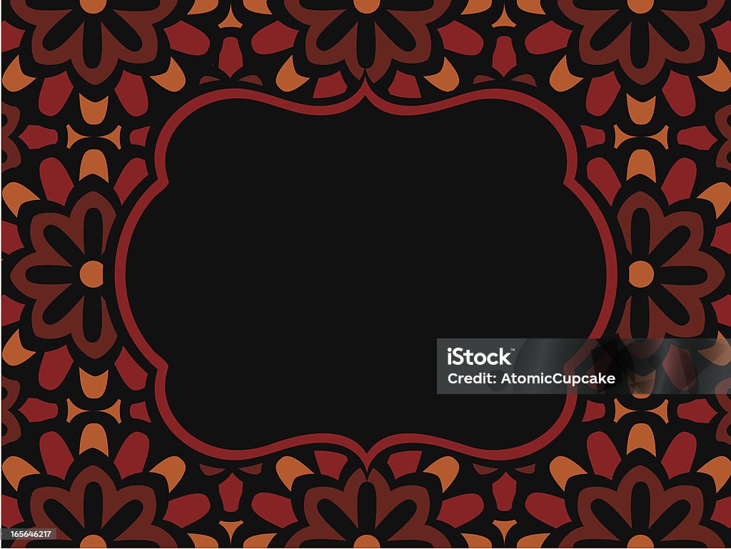Marrom e preto com fundo de quadro de flor com padrão - Vetor de Bege royalty-free