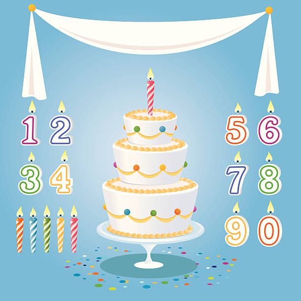 illustrazioni stock, clip art, cartoni animati e icone di tendenza di torta di compleanno - fifth birthday