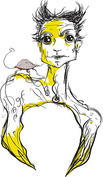 yellow man vector art illustration