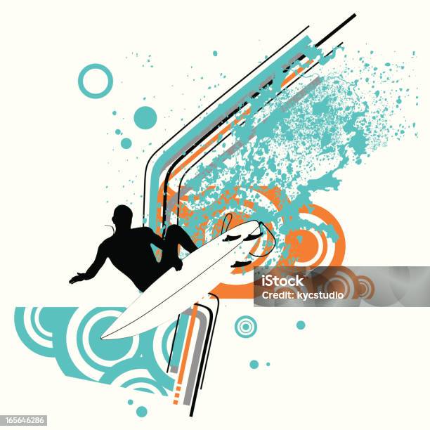 Surfer In Aerial Stock Illustration - Download Image Now - Adventure, Athlete, Breaking Wave