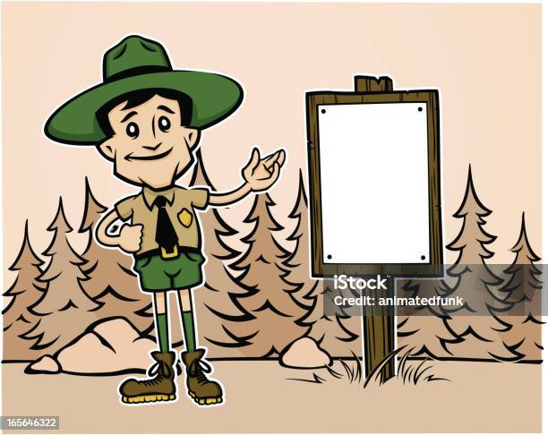 Countryside Ranger Cartoon Forest Ranger Cartoon Sepia Stock Illustration - Download Image Now ...
