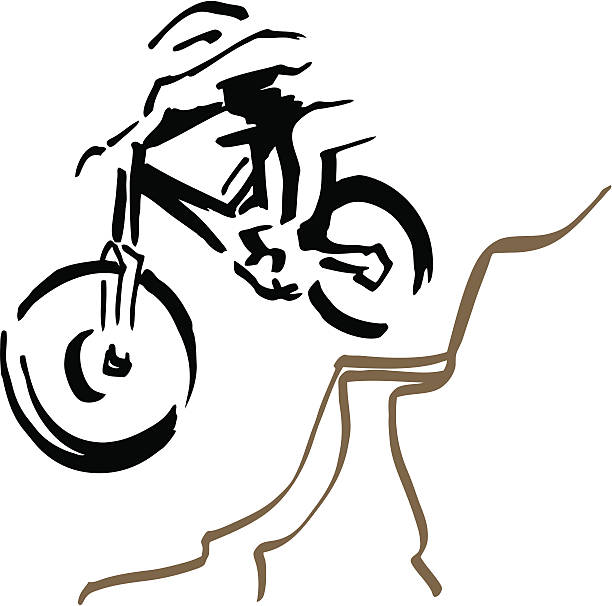 Downhill mountain biker. vector art illustration