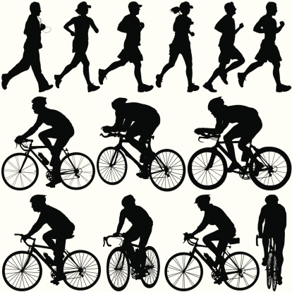 ZOOM IN to check out the detail. This Silhouette set of Joggers and Cyclists is perfect for a variety of different design projects. This file has been layered and grouped for easy editing. This file includes a large JPG file, an ai V10 file, and an eps file.