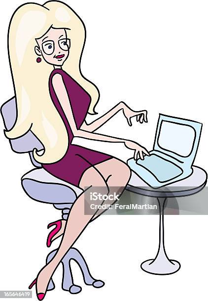 Laptop Woman Stock Illustration - Download Image Now - Adult, Blond Hair, Business