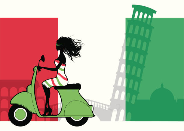 ilustraciones, imágenes clip art, dibujos animados e iconos de stock de chica italiano - italian culture rome europe cartoon