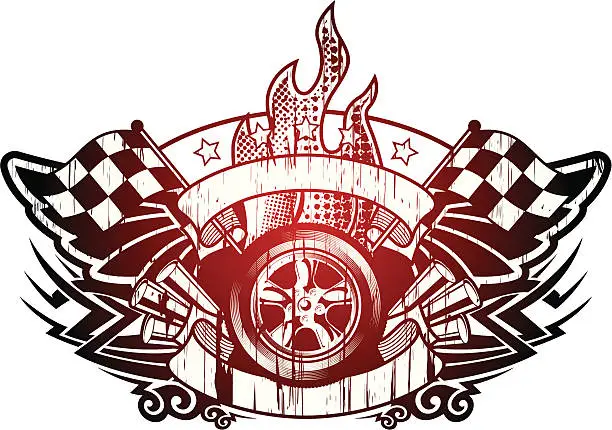 Vector illustration of racing grunge emblem