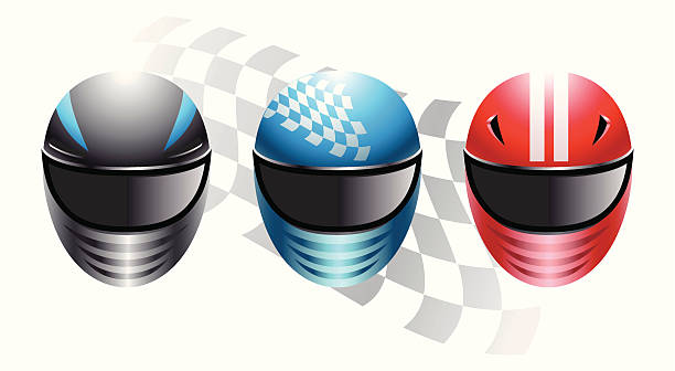 ilustraciones, imágenes clip art, dibujos animados e iconos de stock de cascos de carreras - helmet crash helmet motorized sport auto racing
