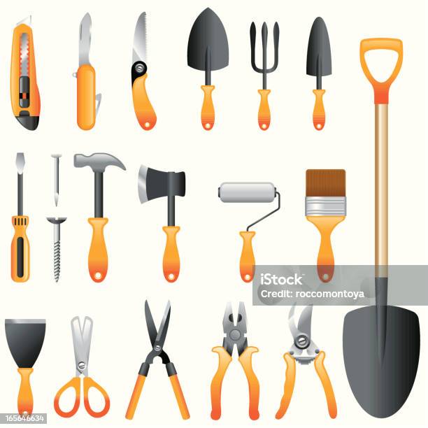 Icon Set Hand Tools Stock Illustration - Download Image Now - Construction Industry, Equipment, Gardening Fork