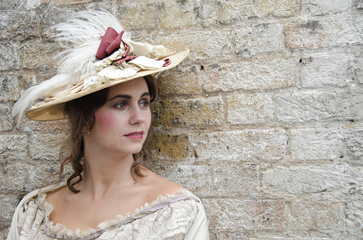 Beautiful victorian woman looking away.