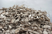 Gray rubble at a building site