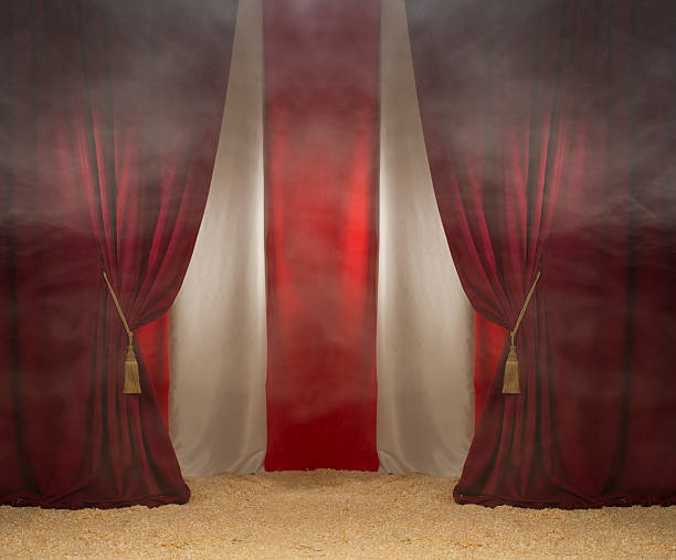 smokey circus tent inside the big top , ready for the show teatro stock pictures, royalty-free photos & images