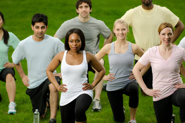 istock Outdoor fitness class 165653214