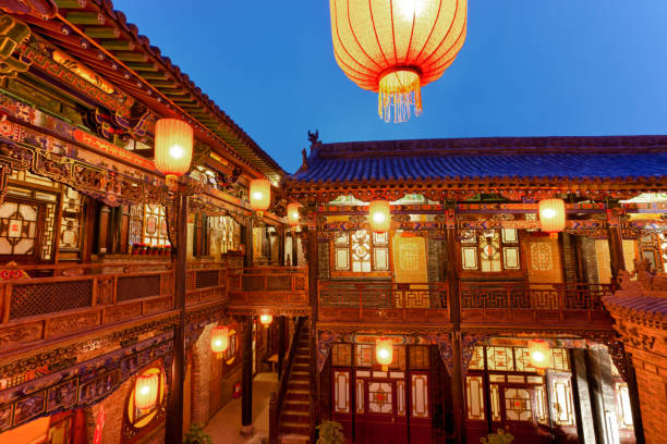 Traditional Chinese courtyard serving as guest-house in Pingyao City in Shanxi Province of China. 