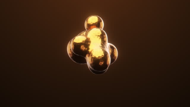 Liquid copper changing shape, abstract organic animation